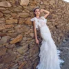 Glamorous Mermaid Wedding Gown with Beaded Bodice and Dreamy Chiffon Ruffles (Wedding Dress / Bridal)