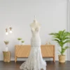 Exquisite Handcrafted Mermaid Wedding Gown with Full Lace, Bead, and Pearl Embroidery, Featuring a Dramatic Lace Tail (Wedding Dress/Bridal)