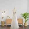 Romantic Wedding Gown with Leaf-Shaped Bead Embroidered Lace Details (Wedding Dress / Bridal)