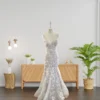 Elegant Mermaid Wedding Gown with Delicate 3D Lace, Long Train, and Asymmetrical One-Shoulder Design (Wedding Dress / Bridal)