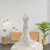 Elegant Mermaid Wedding Gown with Delicate 3D Lace, Long Train, and Asymmetrical One-Shoulder Design (Wedding Dress / Bridal)