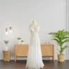 Special Design Wedding Gown with Elegant Lace Bodice and Light Chiffon Skirt (Wedding Dress / Bridal)