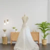 Chic Custom-Made Wedding Gown with Flattering A-Line Skirt and Beautiful Lace Embellishments (Wedding Dress / Bridal)