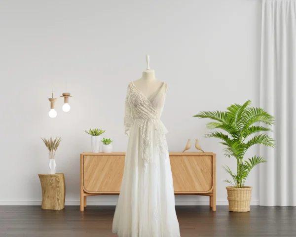 Elegant and Glamorous Beaded Bridal Gown with Smashed Drape (Wedding Dress / Bridal)