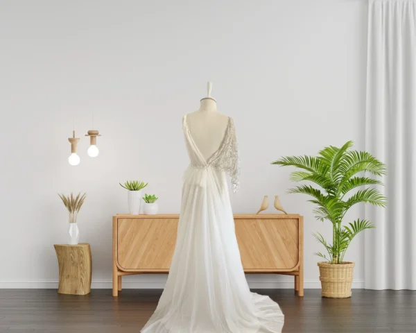 Elegant and Glamorous Beaded Bridal Gown with Smashed Drape (Wedding Dress / Bridal)